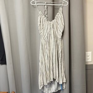 Cupshe Gray Striped High Low Dress